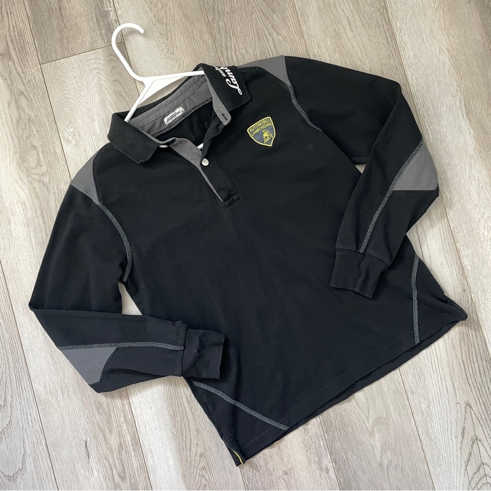 Lamborghini Polo Shirt y2k long sleeve (size 12) vintage retro streetwear preppy